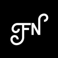 design de logotipo de carta fn em fundo preto. conceito de logotipo de letra de iniciais criativas fn. design de letra fn. fn design de letra branca sobre fundo preto. fn, logo fn vetor