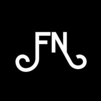 design de logotipo de carta fn em fundo preto. conceito de logotipo de letra de iniciais criativas fn. design de letra fn. fn design de letra branca sobre fundo preto. fn, logo fn vetor
