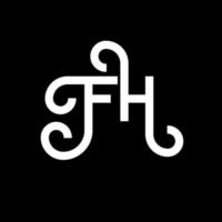 design de logotipo de letra fh em fundo preto. conceito de logotipo de letra de iniciais criativas fh. design de letra fh. fh design de letra branca sobre fundo preto. fh, logo fh vetor