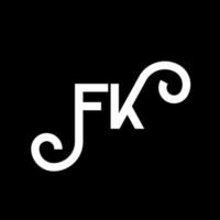 design de logotipo de letra fk em fundo preto. conceito de logotipo de letra de iniciais criativas fk. design de letra fk. fk design de letra branca sobre fundo preto. fk, logo fk vetor