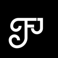 design de logotipo de carta fj em fundo preto. conceito de logotipo de letra de iniciais criativas fj. design de letra fj. fj design de letra branca sobre fundo preto. fj, logo fj vetor
