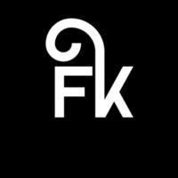 design de logotipo de letra fk em fundo preto. conceito de logotipo de letra de iniciais criativas fk. design de letra fk. fk design de letra branca sobre fundo preto. fk, logo fk vetor