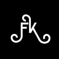 design de logotipo de letra fk em fundo preto. conceito de logotipo de letra de iniciais criativas fk. design de letra fk. fk design de letra branca sobre fundo preto. fk, logo fk vetor