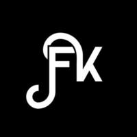 design de logotipo de letra fk em fundo preto. conceito de logotipo de letra de iniciais criativas fk. design de letra fk. fk design de letra branca sobre fundo preto. fk, logo fk vetor