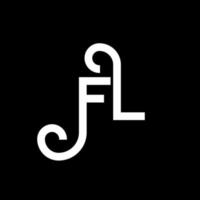 design de logotipo de carta fl em fundo preto. fl conceito de logotipo de letra de iniciais criativas. design de letra fl. fl desenho de carta branca sobre fundo preto. fl, logo fl vetor