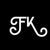 design de logotipo de letra fk em fundo preto. conceito de logotipo de letra de iniciais criativas fk. design de letra fk. fk design de letra branca sobre fundo preto. fk, logo fk vetor