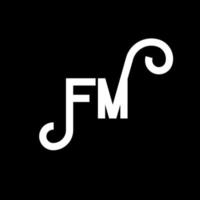 design de logotipo de carta fm em fundo preto. conceito de logotipo de letra de iniciais criativas fm. design de letras fm. fm design de letra branca sobre fundo preto. fm, logo fm vetor