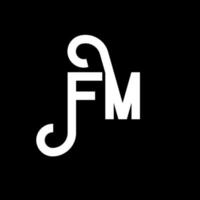 design de logotipo de carta fm em fundo preto. conceito de logotipo de letra de iniciais criativas fm. design de letras fm. fm design de letra branca sobre fundo preto. fm, logo fm vetor