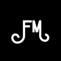 design de logotipo de carta fm em fundo preto. conceito de logotipo de letra de iniciais criativas fm. design de letras fm. fm design de letra branca sobre fundo preto. fm, logo fm vetor