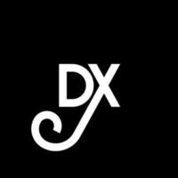 design de logotipo de letra dx em fundo preto. conceito de logotipo de letra de iniciais criativas dx. design de letra dx. dx desenho de letra branca sobre fundo preto. dx, logotipo dx vetor