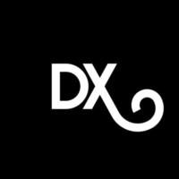 design de logotipo de letra dx em fundo preto. conceito de logotipo de letra de iniciais criativas dx. design de letra dx. dx desenho de letra branca sobre fundo preto. dx, logotipo dx vetor