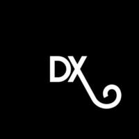 design de logotipo de letra dx em fundo preto. conceito de logotipo de letra de iniciais criativas dx. design de letra dx. dx desenho de letra branca sobre fundo preto. dx, logotipo dx vetor