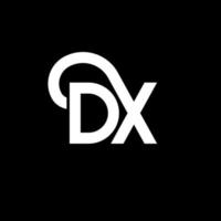 design de logotipo de letra dx em fundo preto. conceito de logotipo de letra de iniciais criativas dx. design de letra dx. dx desenho de letra branca sobre fundo preto. dx, logotipo dx vetor