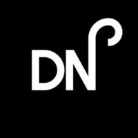 design de logotipo de letra dn em fundo preto. conceito de logotipo de letra de iniciais criativas dn. design de letra dn. dn design de letra branca sobre fundo preto. dn, dn logo vetor