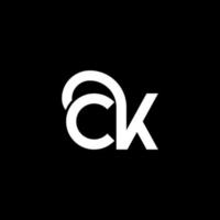 ck carta design de logotipo em fundo preto. ck conceito de logotipo de letra de iniciais criativas. ck design de letras. ck design de letra branca sobre fundo preto. ck, logotipo do ck vetor