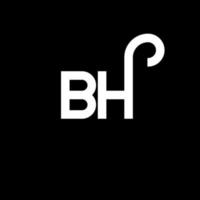 design de logotipo de letra bh em fundo preto. bh conceito de logotipo de letra de iniciais criativas. design de letra bh. bh desenho de letra branca sobre fundo preto. bh, logo bh vetor