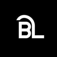design de logotipo de letra bl em fundo preto. bl conceito de logotipo de letra de iniciais criativas. design de letra b. bl desenho de letra branca sobre fundo preto. bl, logo bl vetor