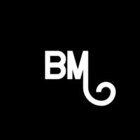 design de logotipo de letra bm em fundo preto. conceito de logotipo de letra de iniciais criativas bm. design de letras bm. bm desenho de letra branca sobre fundo preto. bm, logo bm vetor