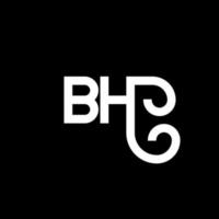 design de logotipo de letra bh em fundo preto. bh conceito de logotipo de letra de iniciais criativas. design de letra bh. bh desenho de letra branca sobre fundo preto. bh, logo bh vetor