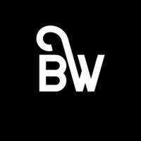 design de logotipo de letra bw em fundo preto. conceito de logotipo de letra de iniciais criativas bw. design de letra bw. bw desenho de letra branca sobre fundo preto. bw, logotipo bw vetor