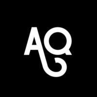 design de logotipo de letra aq em fundo preto. aq conceito de logotipo de letra de iniciais criativas. design de letra aq. aq desenho de letra branca sobre fundo preto. aq, logo aq vetor