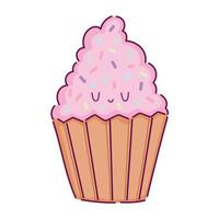 sobremesa de cupcake kawaii vetor