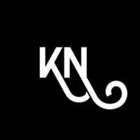 design de logotipo de letra kn em fundo preto. kn conceito de logotipo de letra de iniciais criativas. design de letra kn. kn desenho de letra branca sobre fundo preto. kn, logotipo kn vetor