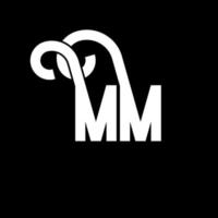 design de logotipo de letra mm. ícone do logotipo de letras iniciais mm. modelo de design de logotipo mínimo de letra abstrata mm. vetor de design de letra mm com cores pretas. logotipo mm