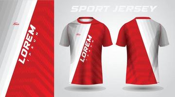 design de camisa esportiva de camiseta branca vermelha vetor