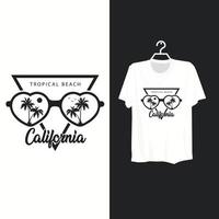 design de camiseta de praia tropical. vetor