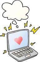 desenhos animados de namoro na internet e balão de pensamento em estilo gradiente suave vetor