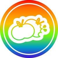 maçãs mordidas circulares no espectro do arco-íris vetor