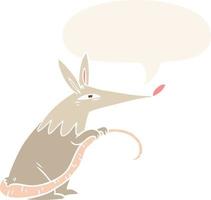 rato sorrateiro de desenho animado e bolha de fala em estilo retrô vetor
