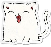 vinheta angustiada de um gato de desenho animado desenhado à mão peculiar vetor