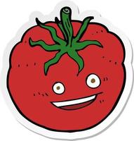 adesivo de um desenho animado tomate feliz vetor