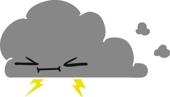 desenho de uma nuvem de relâmpago mal-humorado vetor