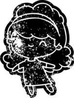 garota kawaii de ícone grunge com faixa de cabeça vetor