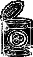 desenho de ícone grunge de uma lata de pêssegos vetor