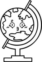 desenho de linha globo de desenho animado do mundo vetor