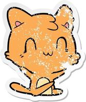 vinheta angustiada de um gato feliz de desenho animado vetor
