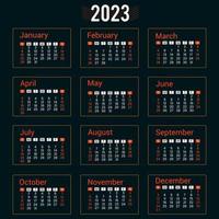 calendário 2023 design profissional único e criativo vetor