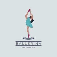 escola de dança de bailarina e estúdio em vetor de design de logotipo de estilo de dança de movimento de balé para marca ou empresa e outros