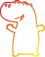 desenho de linha de gradiente quente hipopótamo de desenho animado vetor