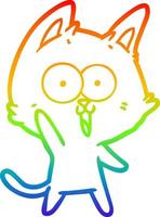 linha de gradiente de arco-íris desenhando gato de desenho animado engraçado vetor