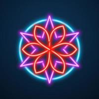 vetor de efeito neon de flor mandala