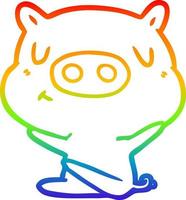desenho de linha de gradiente de arco-íris porco de conteúdo de desenho animado vetor