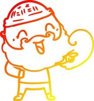 linha de gradiente quente desenhando homem feliz com barba e chapéu de inverno vetor