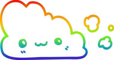 linha de gradiente de arco-íris desenhando nuvem de desenho bonito vetor