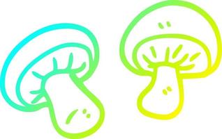 cogumelos de desenho animado de desenho de linha de gradiente frio vetor