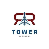 inspiração de design de logotipo de ícone de torre de letra inicial rr vetor